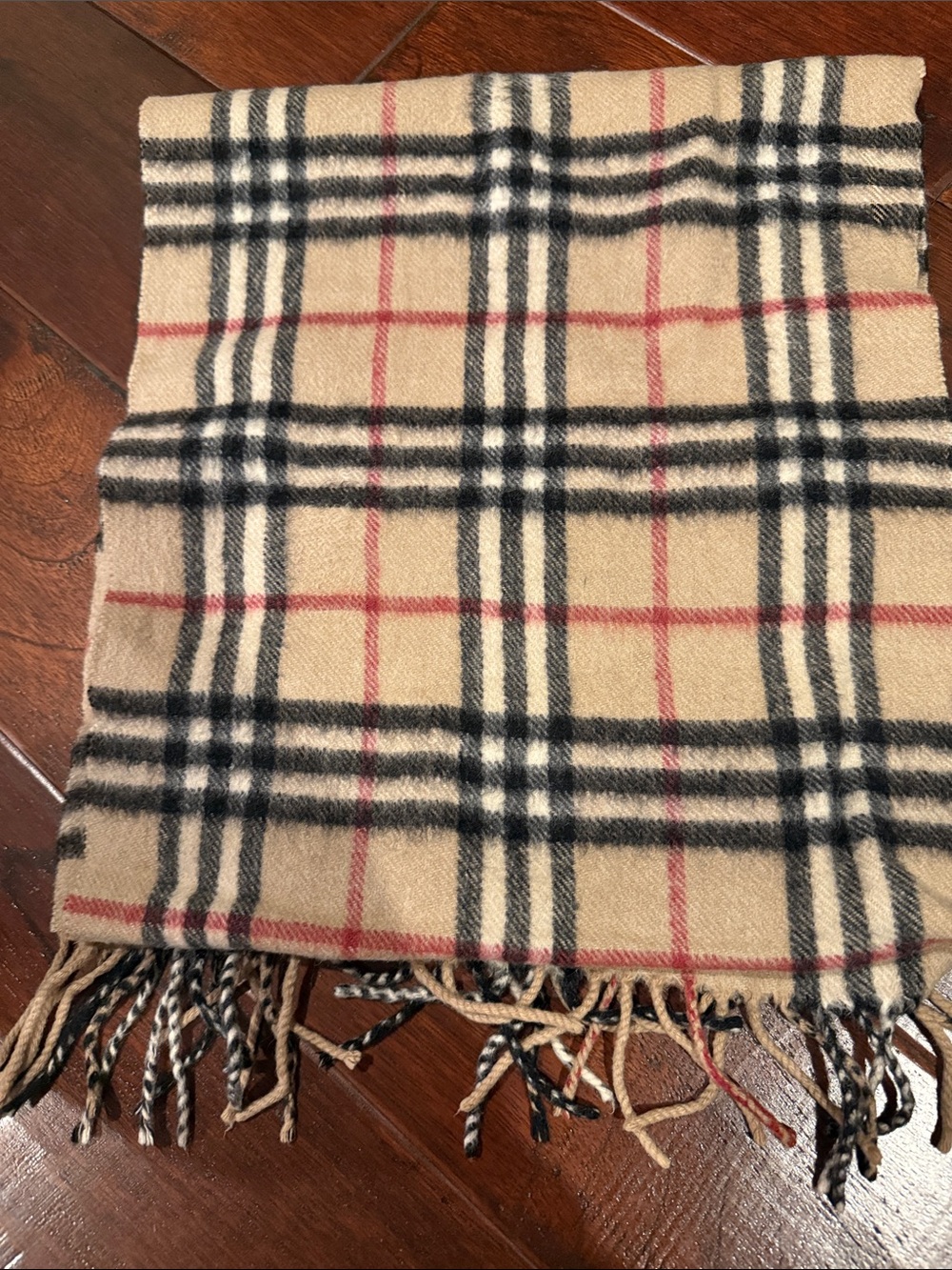 Burberry Beige Black and Red Signature Check cashmere scarf - Picture 6 of 6